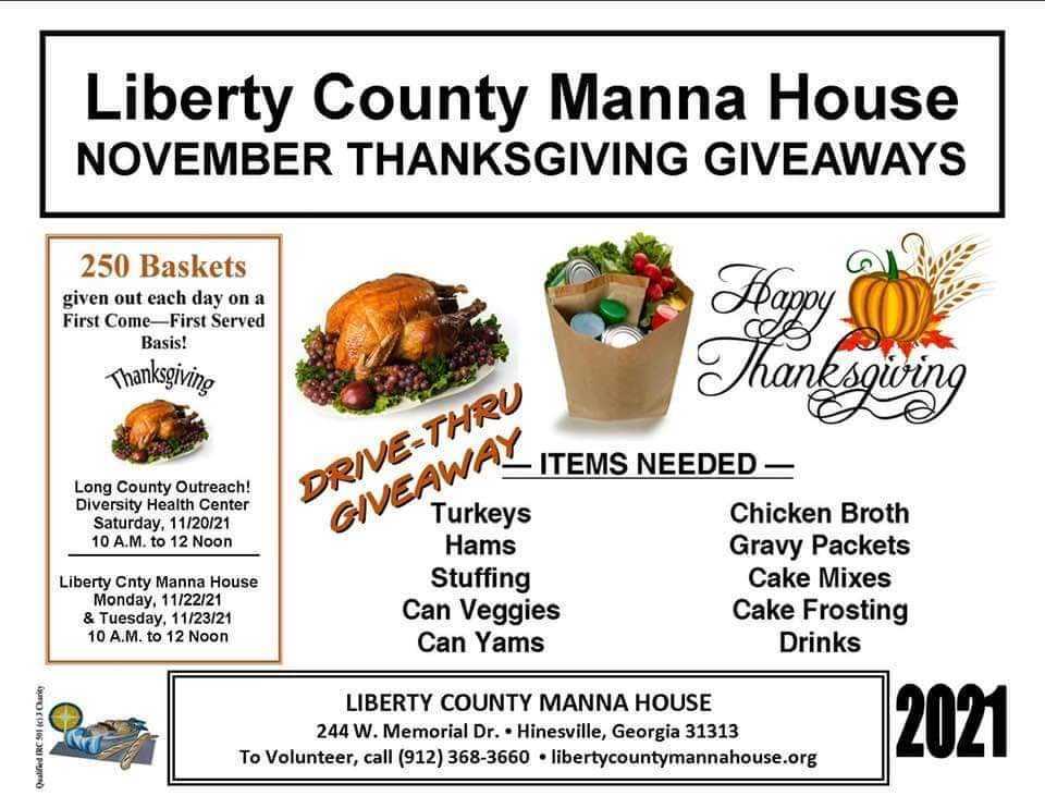 Liberty County Manna House Thanksgiving Giveaway