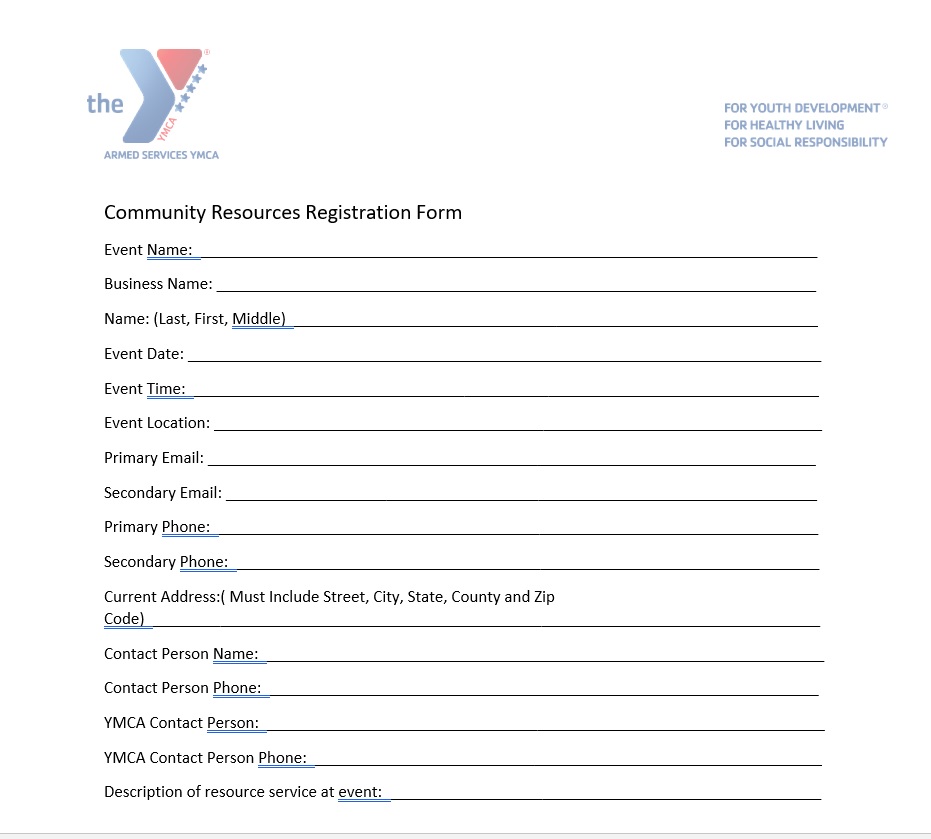 YMCA Registration Forms