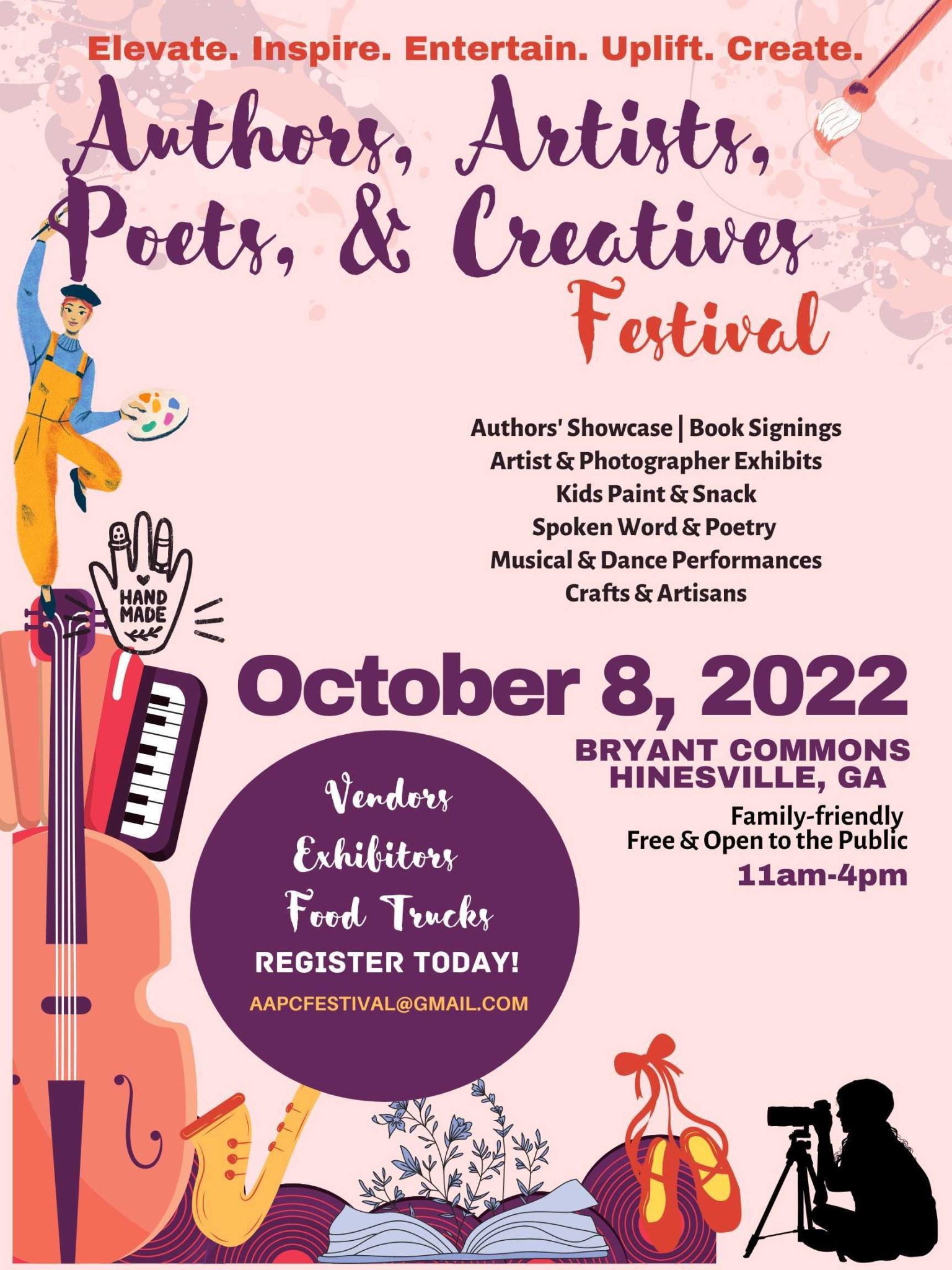 Flyer for Authors, Artists, Poets, & Creatives Festival