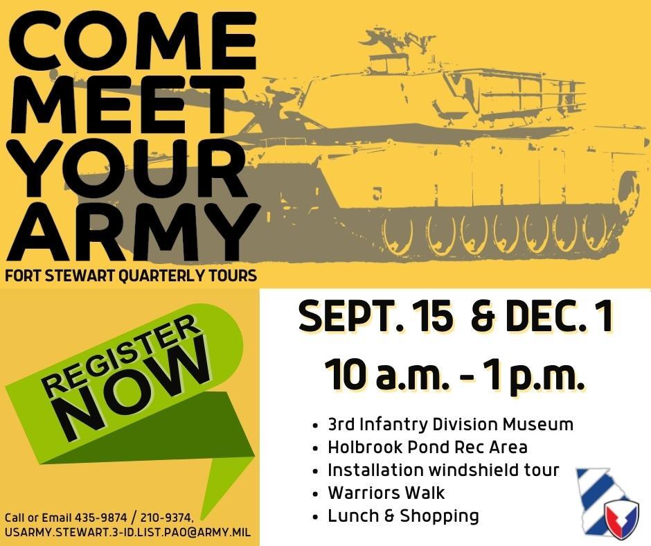 Flyer for Ft. Stewart Come Meet Your Army Tour