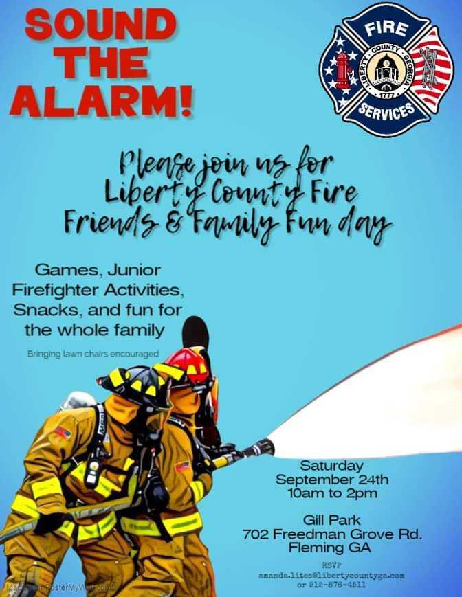 Flyer for Liberty County Fire Friends & Family Fun Day