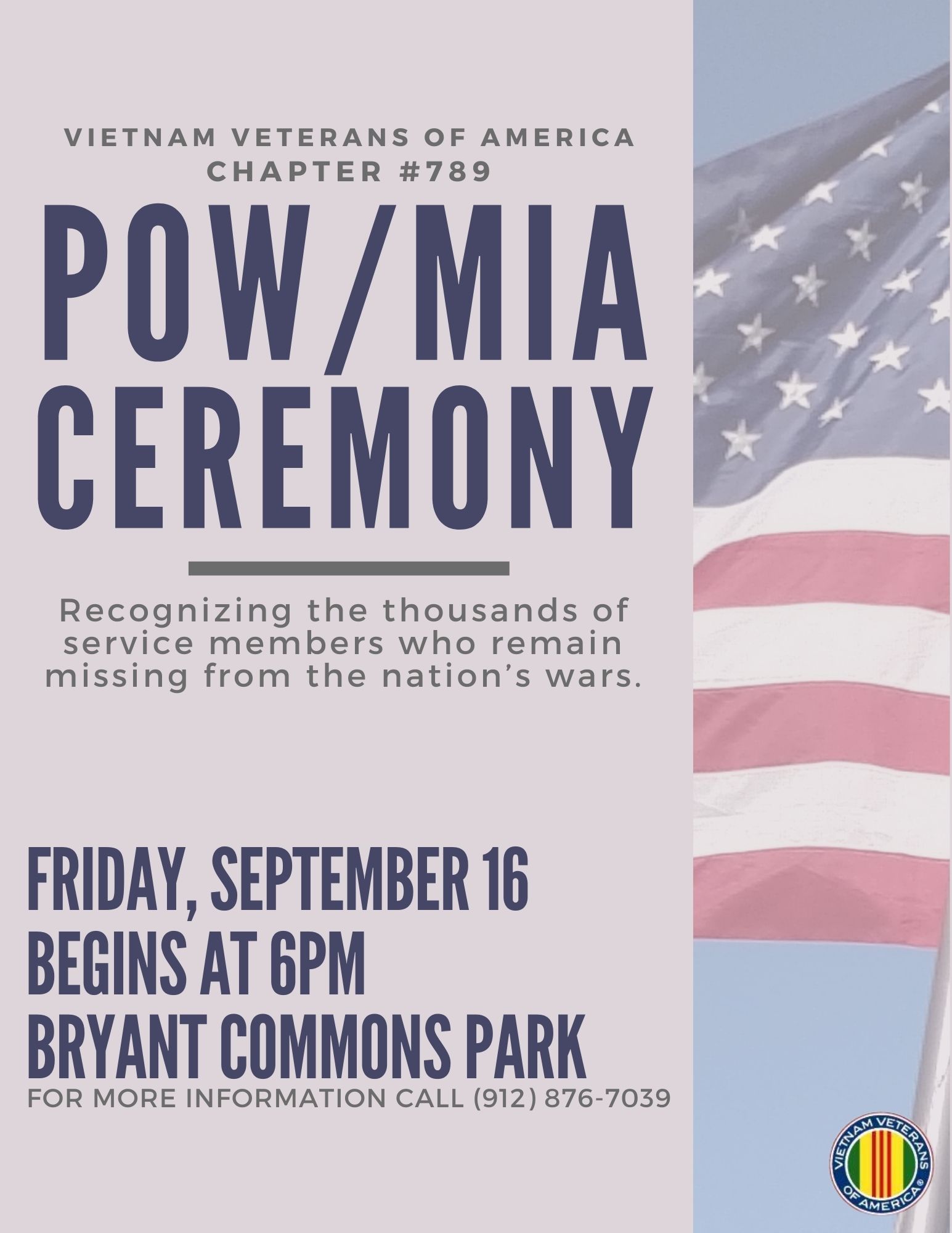 Flyer for POW/MIA Ceremony