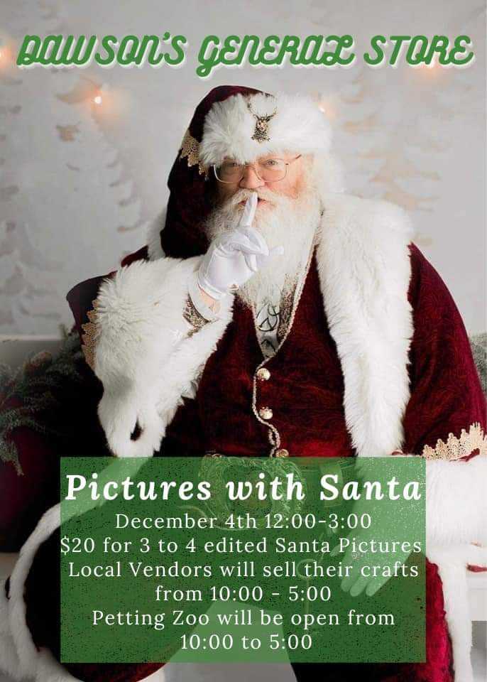 Pictures with Santa at Dawson's General Store