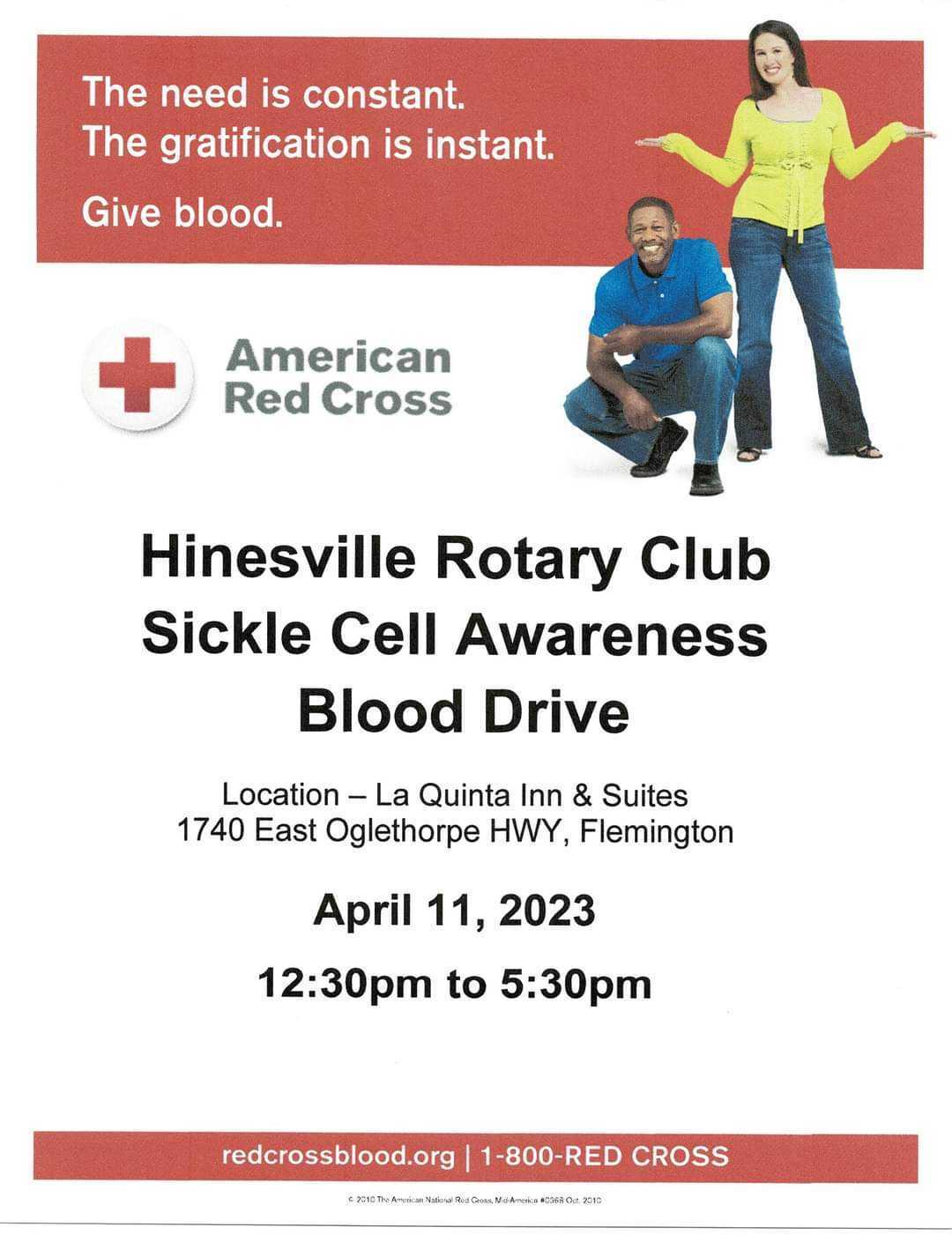 Hinesville Rotary Club Blood Drive flyer